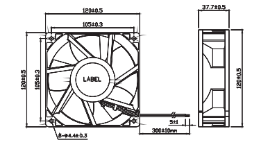 Охлаждающий вентилятор 12V 24V высокоскоростное 120x120x38mm DC 12038 осевой 5 лезвий 0